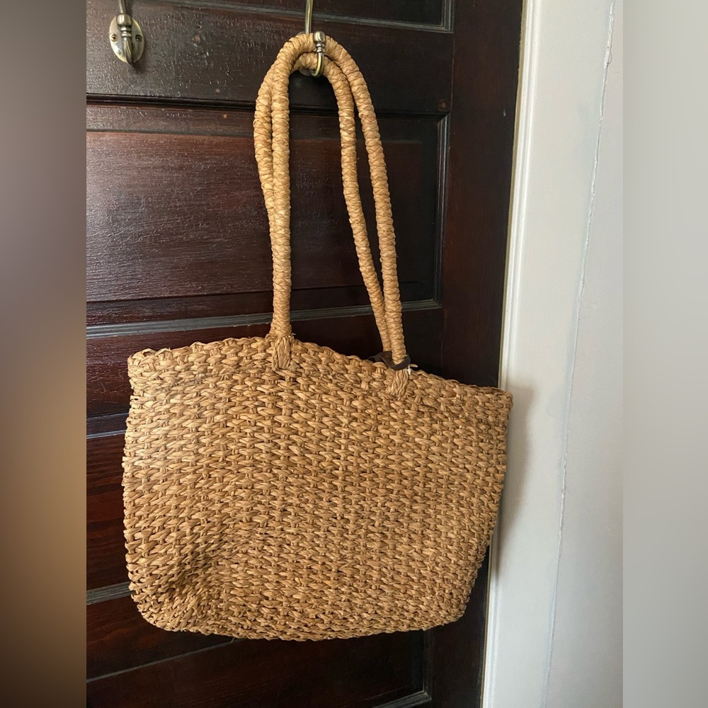 Vintage Straw Eddie Bauer Beach Bag